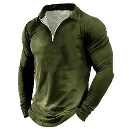 Men's Polos 3D Printed Pattern Long Sleeve Street Fashion Pullover Casual T Shirt Breathable Male T-shirts Comfortable