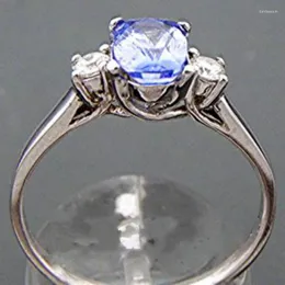 Trauringe, modisch und exquisit, Saphir-weiblicher romantischer Ring, Prinzessin, Braut, Liebe, Größe 6–11