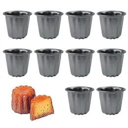 Narzędzia do ciasta 10pcs stalowa stal Canele Formy do pieczenia węglowej stalowa patelnia do pieczenia formy kuchenne mini formy do francuskiego kremu ciasta 231216