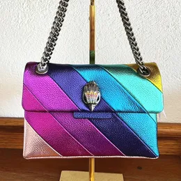 Kurt Geiger Handbag Leather Rainbow Bag Luxury Classic Flap Purse London Tote Designer Bag Women Crossbody Axel kuvertväska MAN CLUTCH Sling Chain Heart Bags