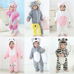 Rompers född baby vinter söt sebra elefant djur tecknad romper pojkar flickor onesies unicorn långärmade pajamas kostymer 231218