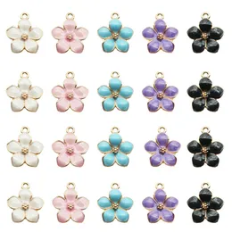 whole 100pcs Fashion classic Cute Enamel Flower Charms Pendant Necklace Bracelet DIY Unique Women Jewelry Accessory303h