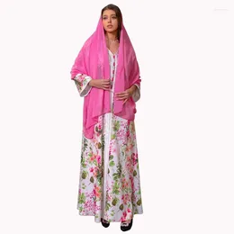 Ethnic Clothing Muslim Abaya All Seasons Sweet Party Long Dresses For Women V-neck Printing Color Contrast Snug Skirts Kaftan Lady