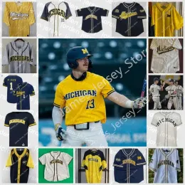 NCAA Wears NEW College Custom Stitched Michigan Wolverines Baseball Jersey JAYLEN JONES 28 KEATON CARATTINI JACK WHITE TYLER FULLMA