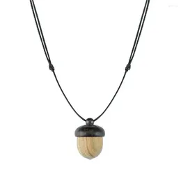 Colares Pingente Estilo Jóias Mulheres Colar Pine Cone Acorn Corda Cadeia Trançada Feminino Gawu Box Long Ebony