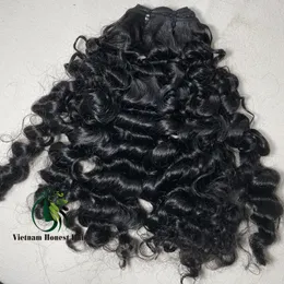 3つのバンドルはビルマの巻き毛100％ベトナムの生の人間の髪のバンドル処理されていない自然な色の髪の拡張