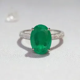 Pierścienie ślubne 100% S925 Sterling Srebrny Zielony Emerald Pierścień dla kobiet drobne obrączki Sapphire Kamień Biżuterii Naturalne pierścienie topazowe pudełko 231218