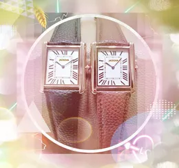 Часы унисекс с кварцевым механизмом для мужчин и женщин, кожаный ремешок, водонепроницаемое платье, аналоговые часы для влюбленных, квадратный римский танковый циферблат, повседневные наручные часы Montre De Luxe, подарки