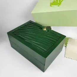 시계 박스 디자이너 사각형 녹색 나무 파도 패턴 케이스 포장 로고 노동 및 인증서가있는 스토리지 디스플레이 케이스