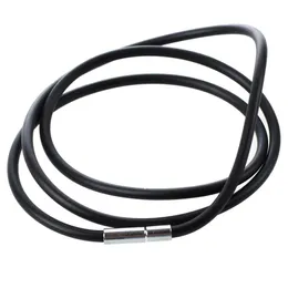 Colar de cordão de borracha preta de 3mm com fecho de aço inoxidável feminino masculino gargantilha acessórios collier - 25 5inch249m