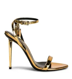 European Roman Classic Sexy Damen-Sandalen mit hohen Absätzen, Modetrend, goldene Schnallenverzierung, mit Box, große Schuhe 35-44