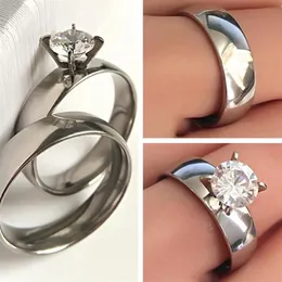 50 pz 25 paia argento acciaio inossidabile coppie di nozze anello larghezza 6 mm semplice fascia zircone amanti anello anniversario regalo di fidanzamento J268v