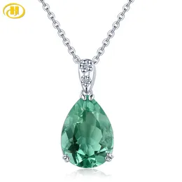 Collane Ciondolo in argento massiccio con fluorite verde naturale da 4,9 carati, autentica pietra preziosa verde intenso, design classico a goccia d'acqua, regalo preferito dalle donne