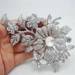 Whole - Vintage Style Flower Leaf Bridesmaid Brooch Pin Rhinestone Crystal Wedding For Woman331G