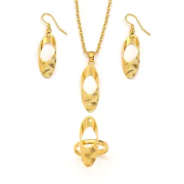 Mode Retro Ellipse Loch Anhänger Halskette Ohrringe Gold gefüllt Charm Schmuck Sets FEIN BEARBEITET HELL HERGESTELLT IN ITALIEN314f