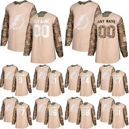 Tampa Bay Lightning Camo Veterans Day Practice Jerseys 91 Steven Stamkos 86 Kucherov 88 Vasilevskiy Custom أي رقم أي اسم هوكي جيرسي