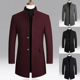 Men's Jackets Casual Mid-Length Coat Thicken Coldproof Autumn Winter Pure Color Slim Trench