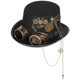 Berets Designer Marke Steampunk Zylinder Hut Getriebe Goth Gläser Retro Schwerindustrie Kappe Kopfschmuck Casquette Homme Sombreros Para Mujeres