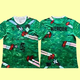 Trainingsanzüge 23 24 Werder Bremen Spezial-FUSSBALLTRIKOT Marvin Ducksch Leonardo Bittencourt SCHWARZ GRÜN 2023 2024 Herren FUSSBALL-TRIKOT-Sonderausgabe