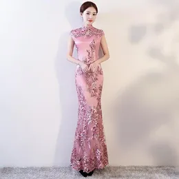 Ethnic Clothing Long Performance Catwalk Cheongsam Young Girl 2024 Chinese Style Improved Retro Qipao Elegant Wedding Dresses For Women