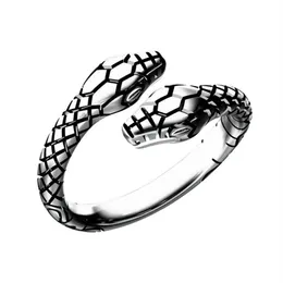 Anillos Vintage de serpiente de doble cabeza para mujeres y hombres, anillo de dedo para mujer, joyería Unisex, anillo de Animal de tamaño ajustable abierto Man2047