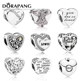 DORAPANG 100% véritable argent Sterling 925 perles en forme de coeur clair CZ breloque à perles bracelet à bricoler soi-même l'usine entier259m