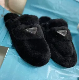 10A High quality designer Flat Wool slippers Fashion design leather fur slippers with diamond favorite warm casual shoes for women Size EUR 35-40