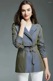 Women's Trench Coats 2023 Spring Western Style Double-breasted Women Fashion Raglan Sleeve Changed Color Coat