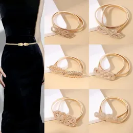 Belts Fashion Women Gold Elastic Bowknot Waist Belt Ladies Dress Decorative Chain Elegant Sweater Decoration Clothing Accessory