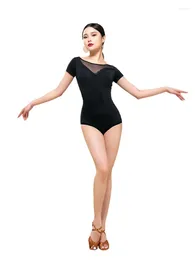 Stage Wear 2023 Vêtements de pratique de danse latine Vêtements pour femmes adultes style justaucorps à manches courtes L1244