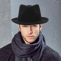 Береты H7221, осенне-зимняя мужская шерстяная шляпа-федора, мужская завитая джазовая кепка-федора для взрослых, европейско-американские черные модные вечерние шляпы для джентльменов