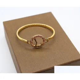 Bangle 2024 Luxury Quality Charm Round Shape With Red Diamond In 18K Gold Plated Have Stamp Opened Design Ps3569A Drop Delivery Jewelr Otew9