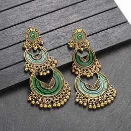 Dangle Kroonluchter Etnische Mode Lange Drop Earring s Groen Druipende Olie Oog Goud Kleur Piercing Turks Indiase Sieraden 231216