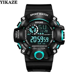 Wristwatches YIKAZE Mens LED Digital Watch Men Sport Watches Fitness Electronic Multifunction Military Sports Clock Kids Gifts 231216