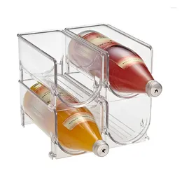 تخزين المطبخ 1PACK ثلاجة منظم الزجاجة رف قابلة للتكديس زجاجات نبيذ عرض الجرف الثلاجة