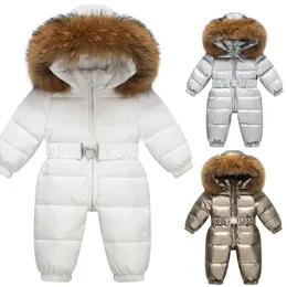 Donsjas Winter Skipak Baby Jumpsuit Jongen Overalls Warm donsjack Kinderen peuter meisje Kleding Kinderkleding namaakbontjas overjas 231218