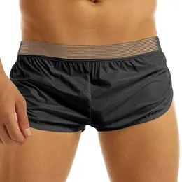 Underbyxor Mens Summer Sexy Shorts Wetlook Faux Leather Boxer Briefs Trunks Elastic Waistband Lounge Short Pants Hombre Beach Casual Trunksl231218