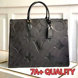 Onthego Designer Tote for Women Shopping Bag Stor handväska Tote Axelväskor Fashion Luxury Mini Handväskor Totes SAC En huvudsaklig Tasche -påse svart präglad dicky0750