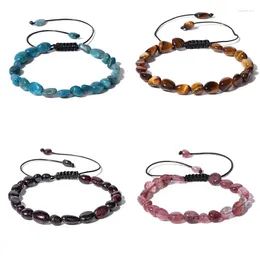 Strand 6-8MM Irregular Natural Stone Garnet Crystal Gravel Adjustable Woven Bracelet For Men And Women Treatment Energy Party Jewelry