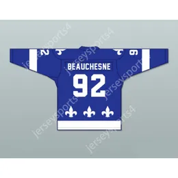 MAGLIA DA HOCKEY BLU ALEX BEAUCHESNE 92 LE NATIONAL DE QUEBEC NUOVA cucitura superiore S-M-L-XL-XXL-3XL-4XL-5XL-6XL