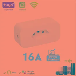 Вилки Tuya 16a, бразильская стандартная интеллектуальная розетка Wi-Fi с монитором питания, приложением Smart Life, умной розеткой, голосовой работой для Google Home Alexa