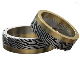 Anéis de cluster 5-10g Mokume Gane Damask Padrão Casamento Casal Anel de Ouro 925 Sólido Prata Esterlina