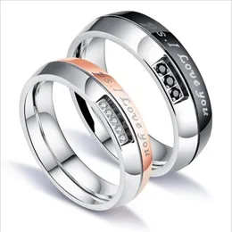 Bague de Couple I Love You, en acier inoxydable, pour femmes et hommes, amoureux, bijoux de promesse, cadeaux de fiançailles et de mariage, 244t