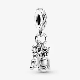 New Arrival 100% 925 Sterling Silver Key & Door Knob Dangle Charm Fit Original European Charm Bracelet Fashion Jewelry Accessories266L