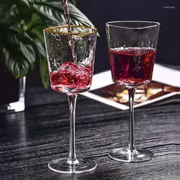 Copos de vinho champanhe flautas vidro ouro aro triângulo vermelho criativo personalizado taça fontes de festa