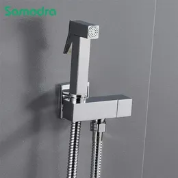 Bath Accessory Set Samodra Bidet Shower Wall Mounted Toilet Sprayer Brass Bathroom Alloy Black Handheld Self Cleaning Faucet 231216