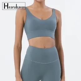 Hearuisavy Sexy VNeck Yoga Workout BH Crop Tops Frauen AntiSweat Wireless Plain Gym Fitness Sport Büstenhalter Nylon Active Wear Set