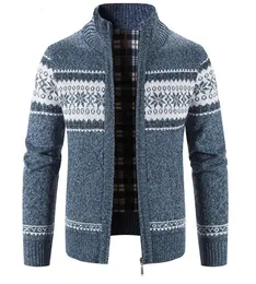 Mens suéteres cardigan outono inverno gola com zíper camisola casaco jaqueta masculina roupas de algodão grosso quente 231218