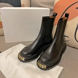 Yüksek kaliteli lüks tasarımcı martin botlar kadın ayak bileği botları sandro botlar deri kalın dip siyah ayak bileği savaş botları biker botları açık 35-40 kutu