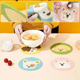 Table Mats Round Placemat Cartoon Theme Cup Mat Creative Dog Pattern Heat Insulation Bowl Pad Kitchen Accessories